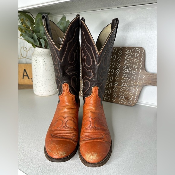 Vintage Larry Mahan Cowboy Boots Women’s 6.5B Brown Leather Western Boots USA - Picture 3 of 10
